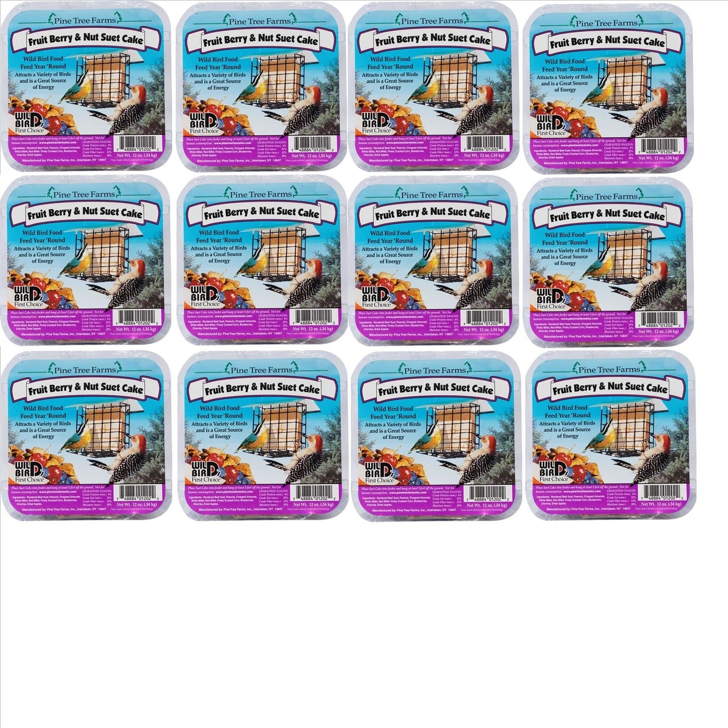 Pine Tree Farms Fruit Berry & Nut Suet Cake 12 oz.- 12pack