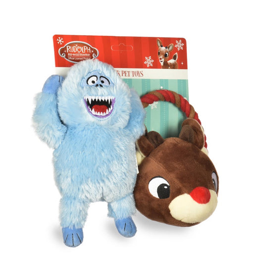 Rudolph: 9" Bumble & Rudolph Rope Pull Pet Toy Set - 9"