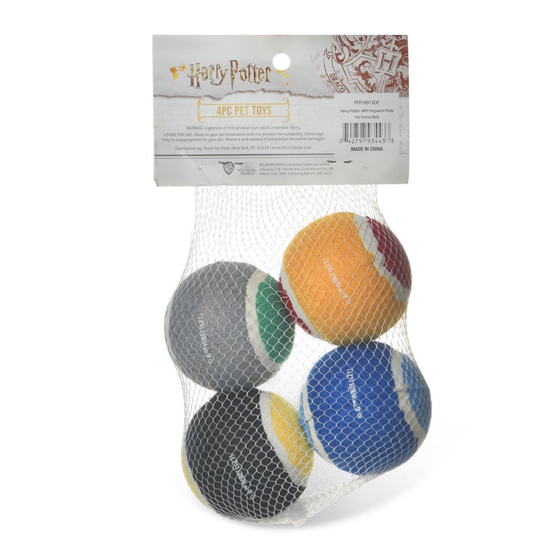 Harry Potter: 4PK Hogwarts Pride Pet Tennis Balls - 2.5"