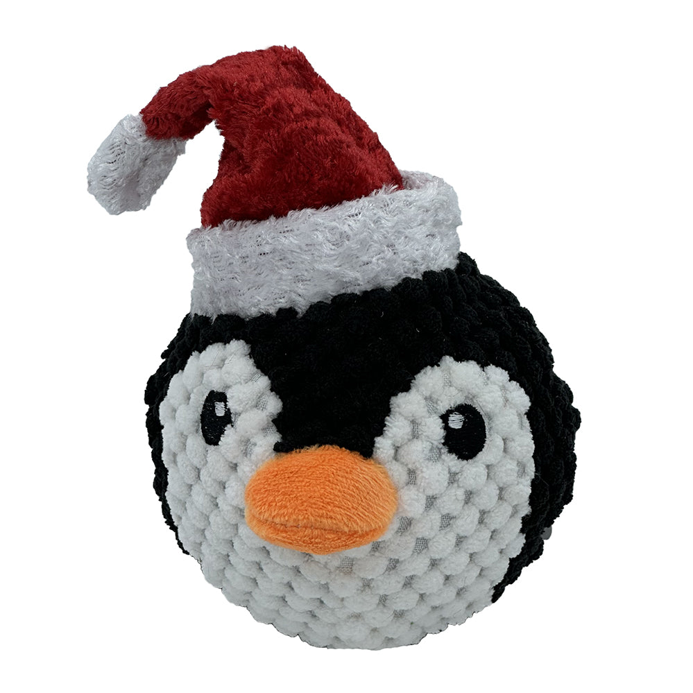 PetLou Penguin and Elf Christmas EZ Squeaky Twin Ball - 4" EZ