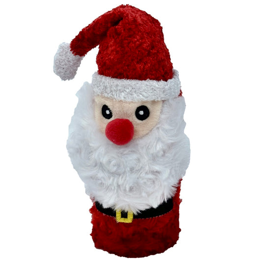 Pet Lou Christmas Squeaky Santa Bottle Dog Toy - 8"