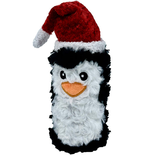 Pet Lou Christmas Squeaky Penguin Bottle Dog Toy - 8"