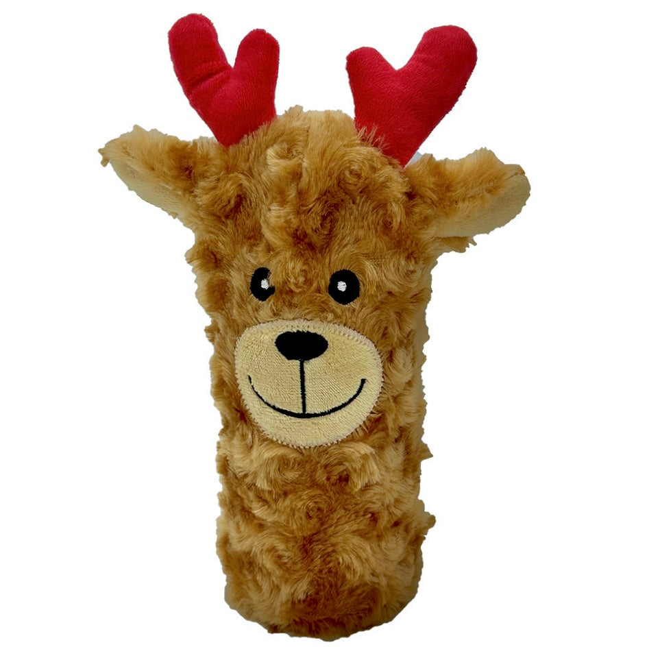 Pet Lou Christmas Squeaky Reindeer Bottle Dog Toy - 8"