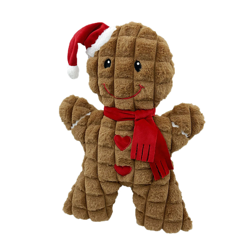 Petlou Christmas Christmas Gingerbread Man Holiday Squeak Dog Toys - 17"