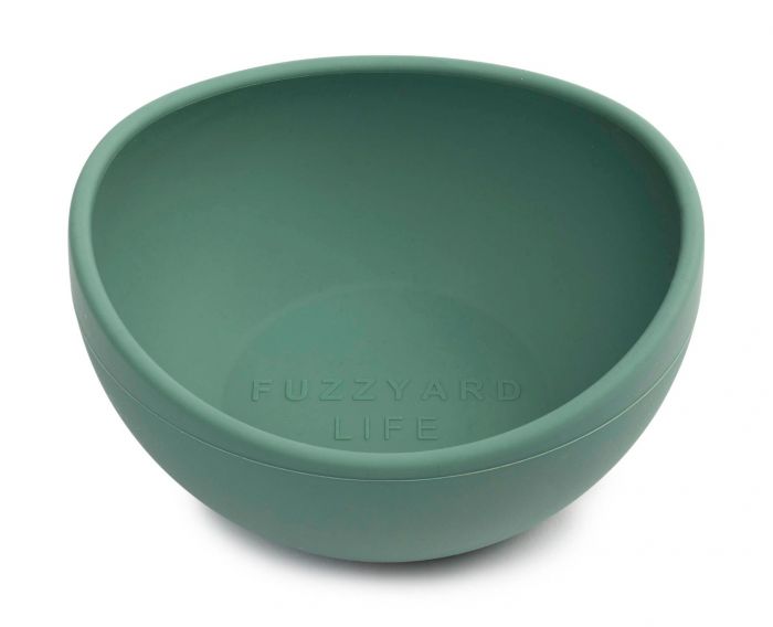 Fuzzyard Pet Silicone Dog Bowl, Non-Slip Bottom, Easy to Clean, Dishwasher Safe, Colorful Design (Myrtle Green, Medium)