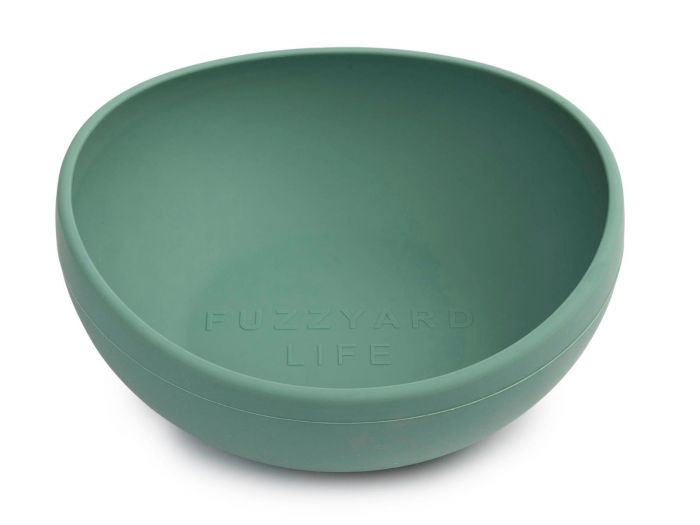 Fuzzyard Pet Silicone Dog Bowl, Non-Slip Bottom, Easy to Clean, Dishwasher Safe, Colorful Design (Myrtle Green, Medium)