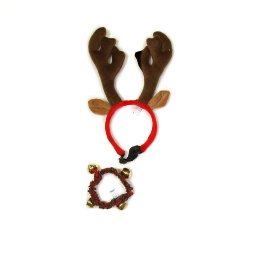 Outward Hound Kyjen PP03372 Holiday Bell Collar/Antler Combo Pack Pet Accessory Small, Green