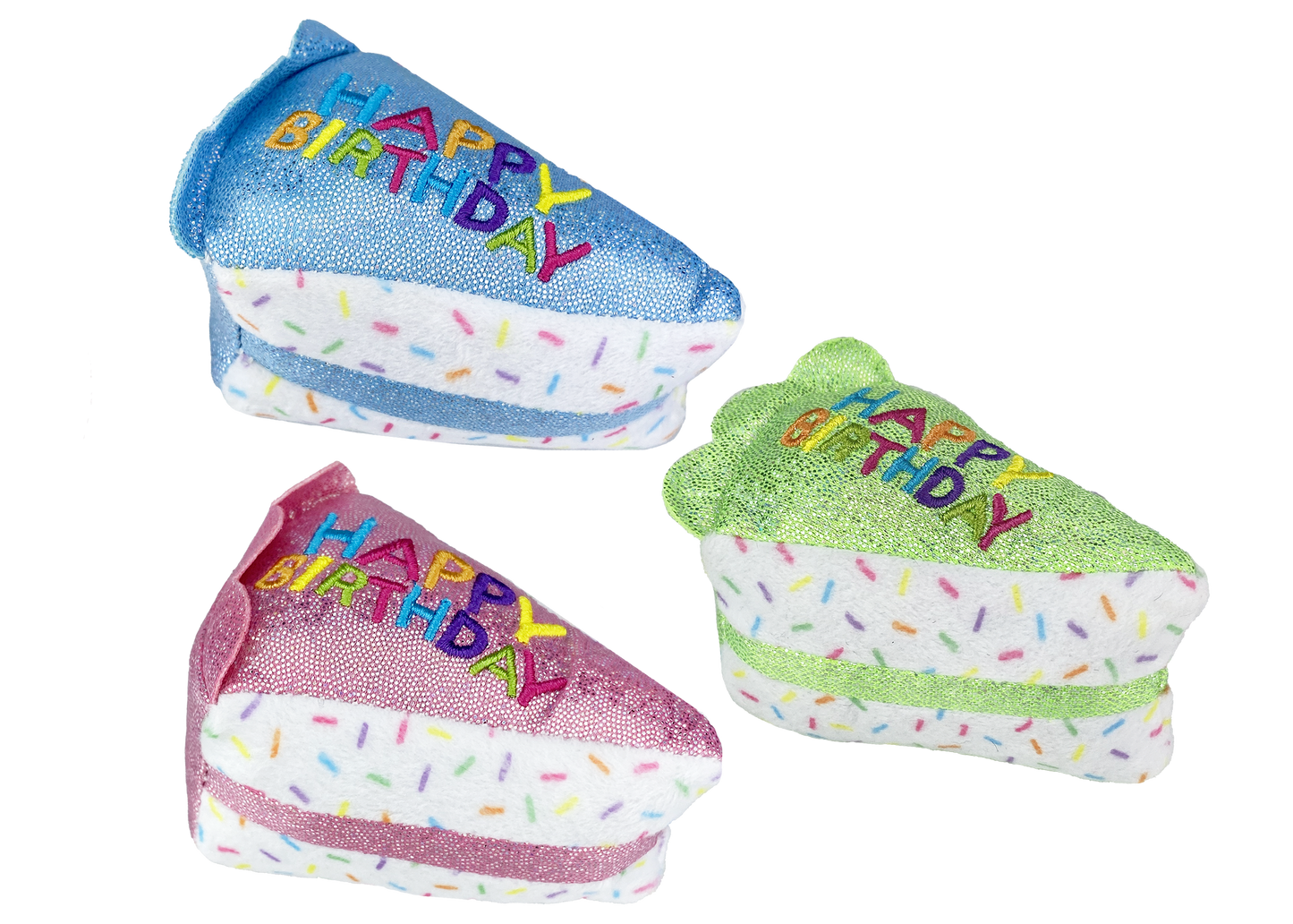 Multipet Birthday Cake Slice Cat Toy - Green 6"