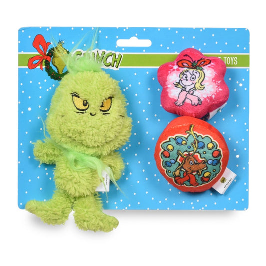 Dr. Seuss: The Grinch Snowflake Plush Squeaker Pet Toy- 3PK