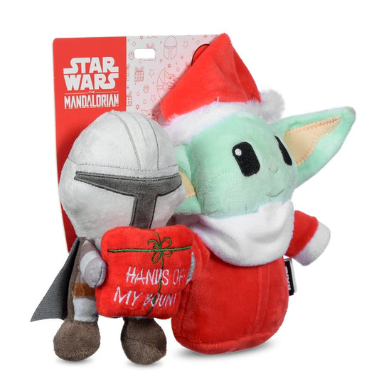 Star Wars: 6" Holiday The Mandalorian w/Present and The Child Santa Plush 2pc Toy Set(6")