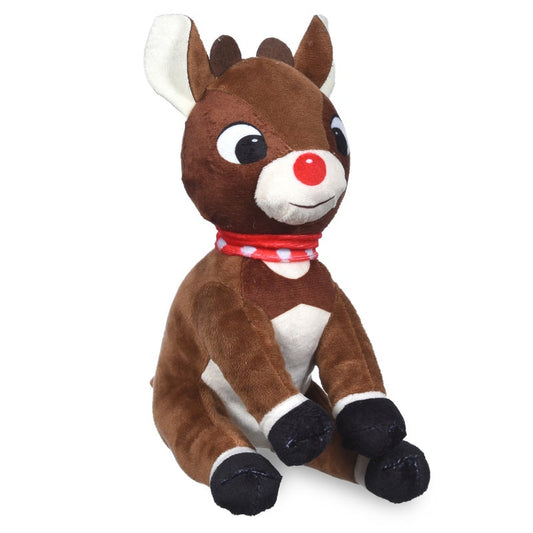 Rudolph: 9" Holiday Rudolph Plush Squeaker Toy with Scarf