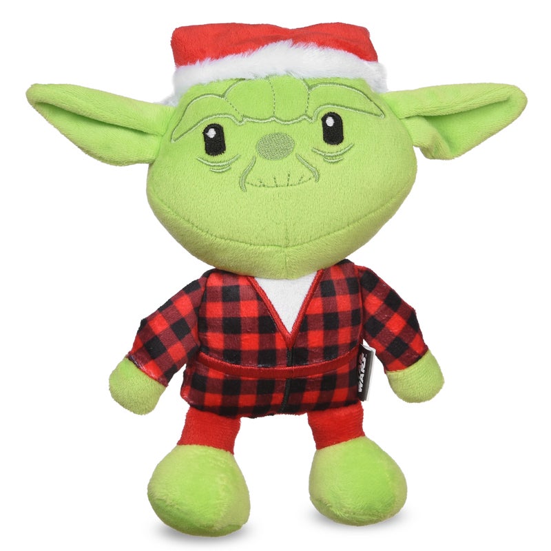 Star Wars: 6" Holiday Yoda Santa with Plaid Plush Squeaker Toy