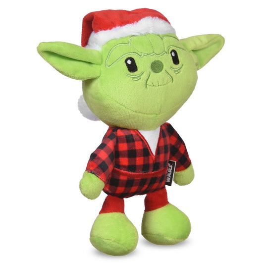 Star Wars: 6" Holiday Yoda Santa with Plaid Plush Squeaker Toy