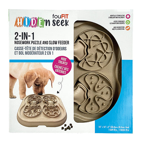 FouFIT 2-in-1 Dog Puzzle Toy and Slow Feeder, Interactive Nosework Feeder, 1 Cup Capacity