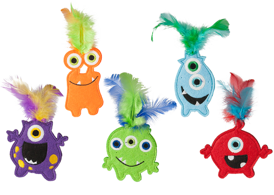 Multipet Monsters with Catnip Cats Toy - 6"- Assorted Colors- One Item