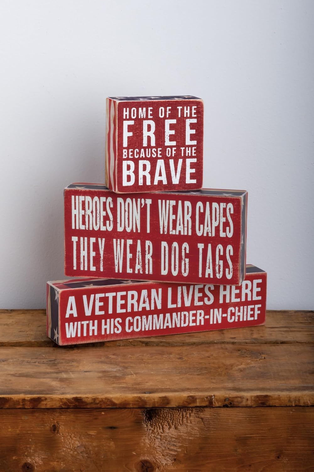 Primitives by Kathy Home Of The Free Because Of The Brave Patriotic Box Sign