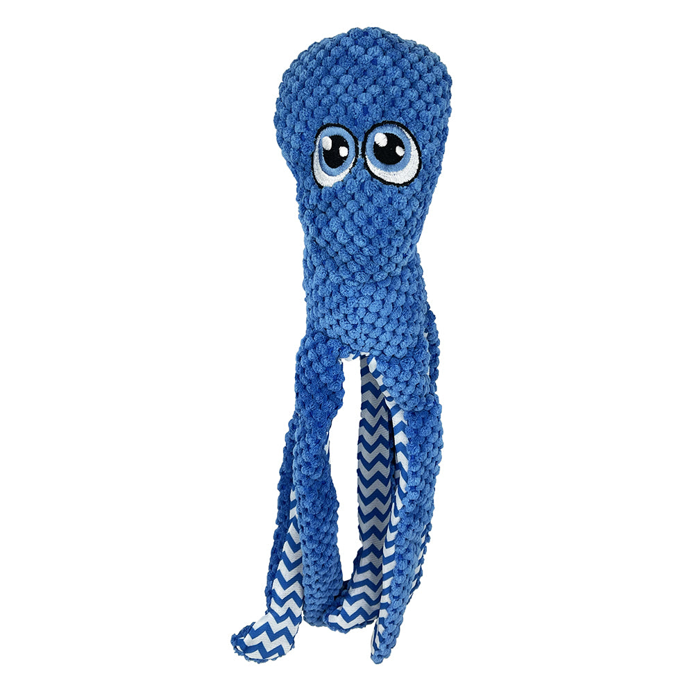 PetLou Octopus Twin Pack, 16-inch Height, Blue and Brown, Super Soft, Dog Plush Toys