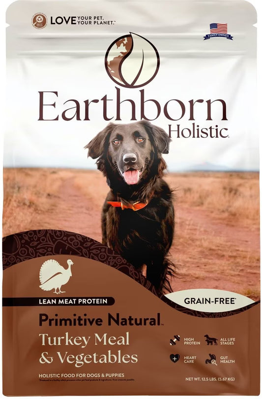 Earthborn Holistic Primitive Natural Turkey Meal & Vegetables Grain Free Dry Dog Food - 12.5 Lbs