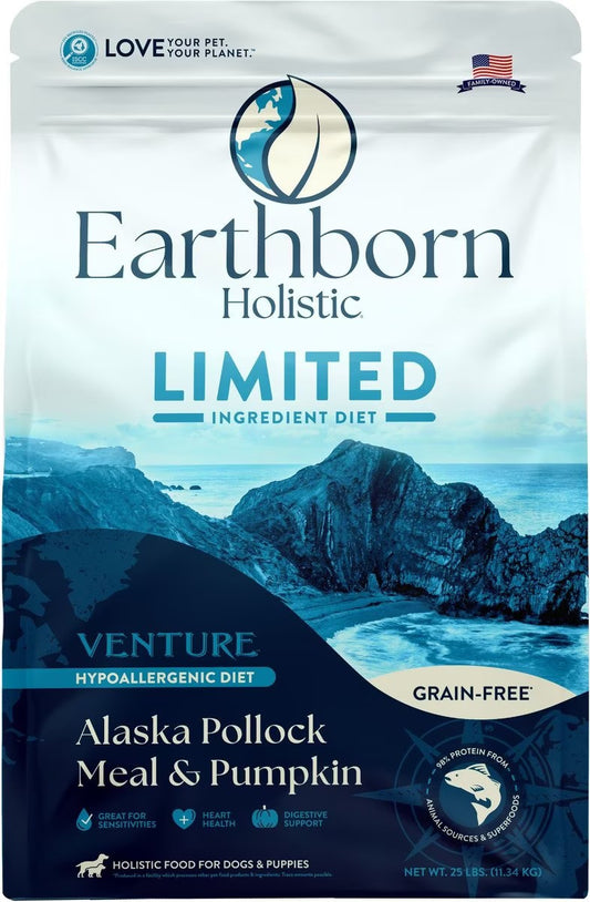 Earthborn Holistic Venture Limited Ingredient Alaska Pollock Meal & Pumpkin Grain-Free Dry Dog Food - 25 Lbs