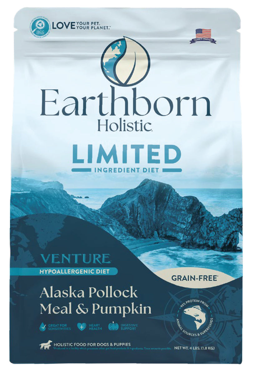 Earthborn Holistic Venture Limited Ingredient Alaska Pollock Meal & Pumpkin Grain-Free Dry Dog Food - 4 Lbs