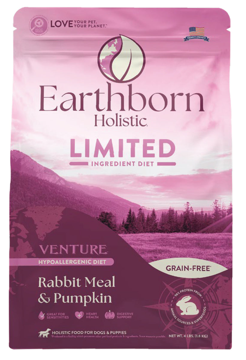 Earthborn Holistic Venture Limited Ingredient Rabbit Meal & Pumpkin Grain-Free Dry Dog Food - 4 Lbs