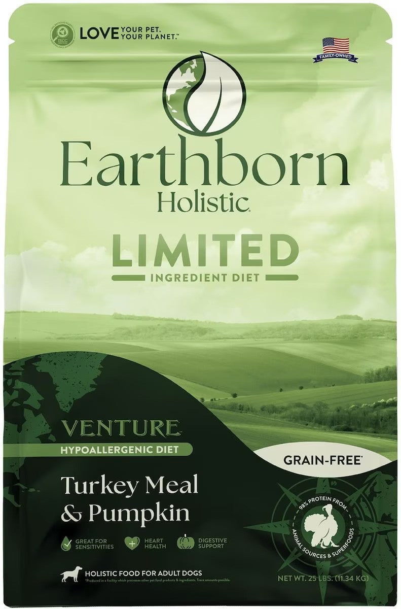 Earthborn Holistic Venture Limited Ingredient Turkey Meal & Pumpkin Grain-Free Dry Dog Food - 25 Lbs