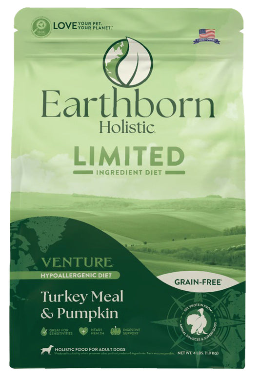 Earthborn Holistic Venture Limited Ingredient Turkey Meal & Pumpkin Grain-Free Dry Dog Food - 4 Lbs