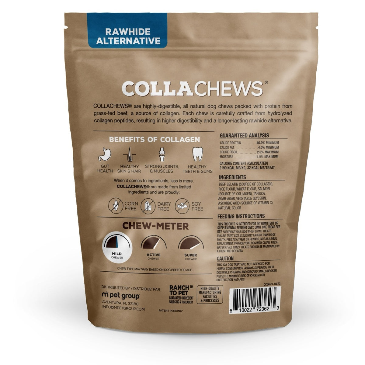 CollaChews Salmon & Collagen Rawhide Free 5" Stix Dog Treat - 25 Pack Bag