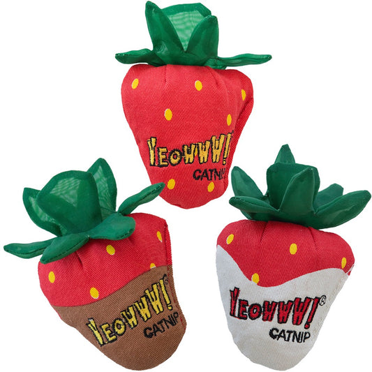 Yeowww! Strawberries Catnip Cat Toy - Red