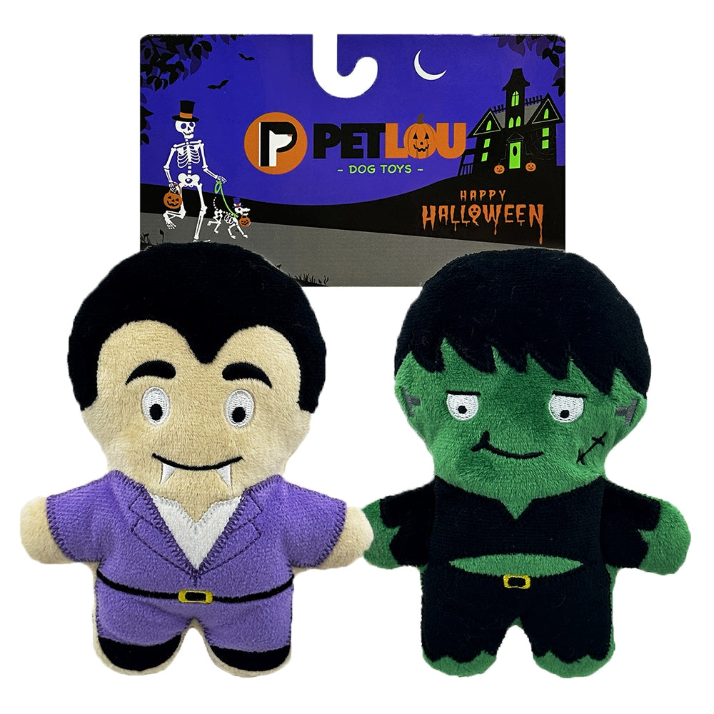 Pet Lou 7" Halloween Trick or Treat Pals - Drake & Frank Plush Dog Toys - 2pk