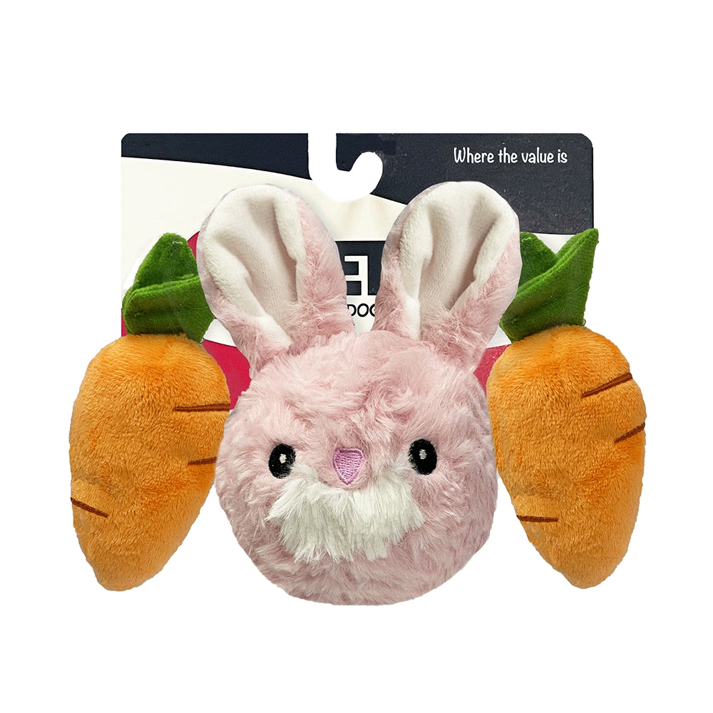 Pet Lou EZ Squeaky Triple Pack - Rabbit and Carrot, 4-inch Height