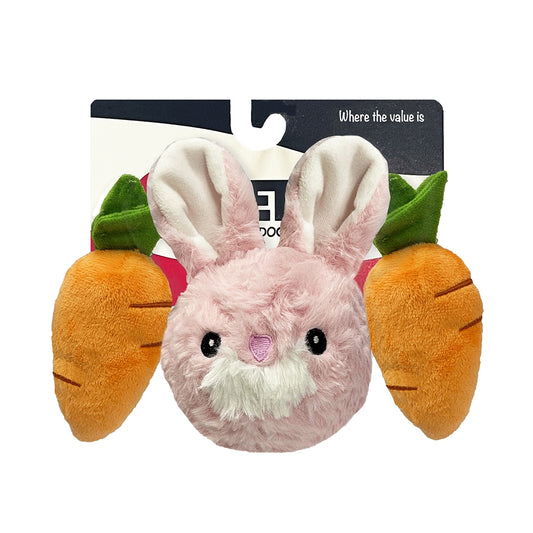Pet Lou EZ Squeaky Triple Pack - Rabbit and Carrot, 4-inch Height