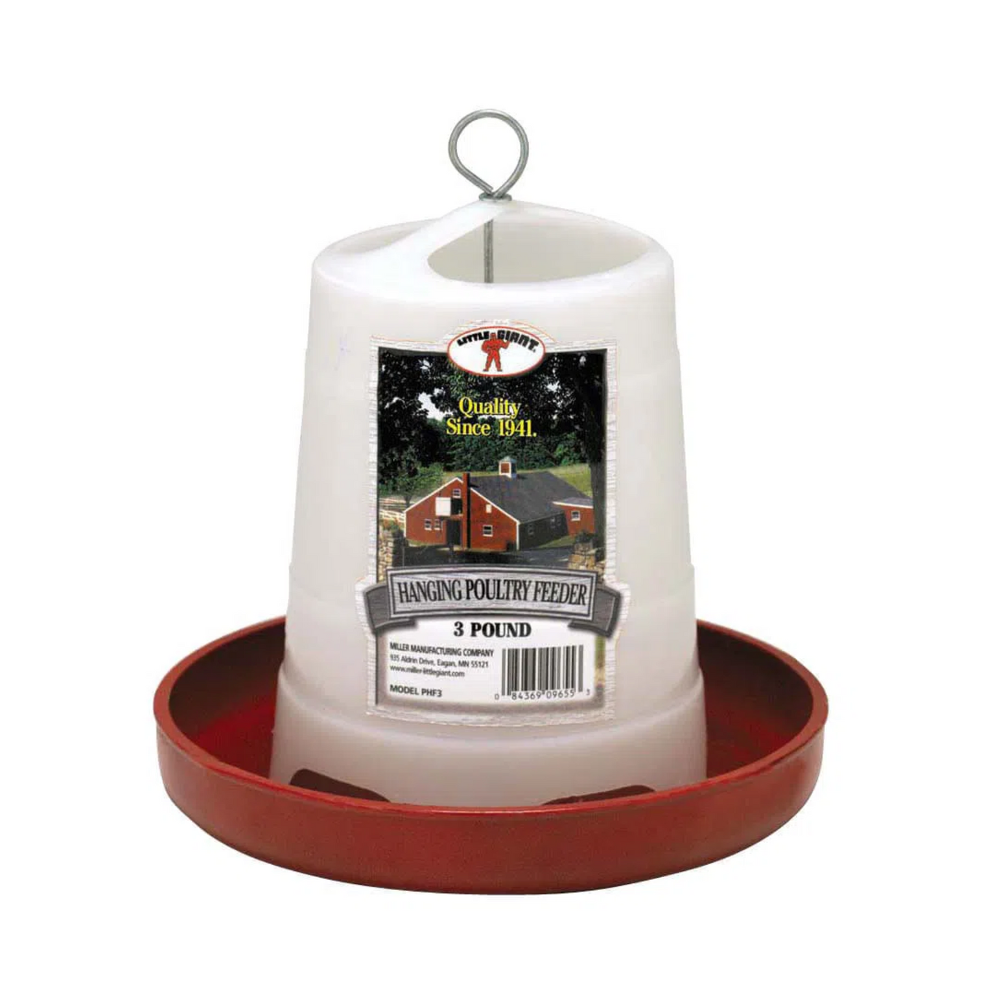 Little Giant Red/White Plastic Hanging Poultry Feeder - 3 lbs