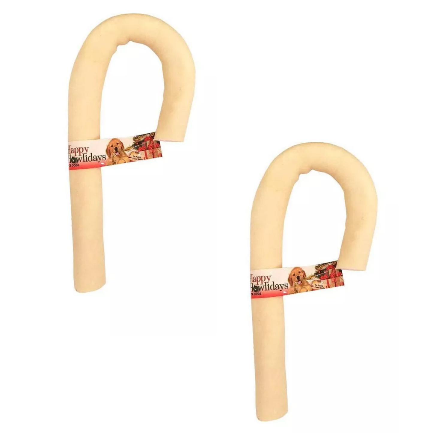 Pet Factory Happy Howlidays Beefhide Candy Cane 2pk 10"