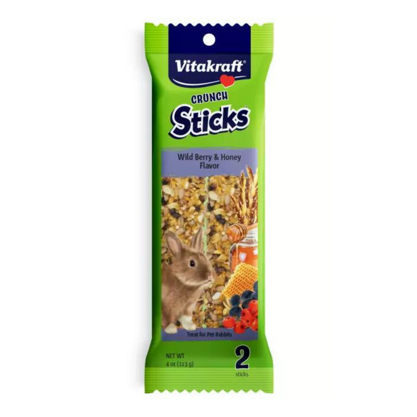 Vitakraft Crunch Sticks Rabbit & Guinea Pig Treats Variety Pack - Popped Grains & Wild Berry