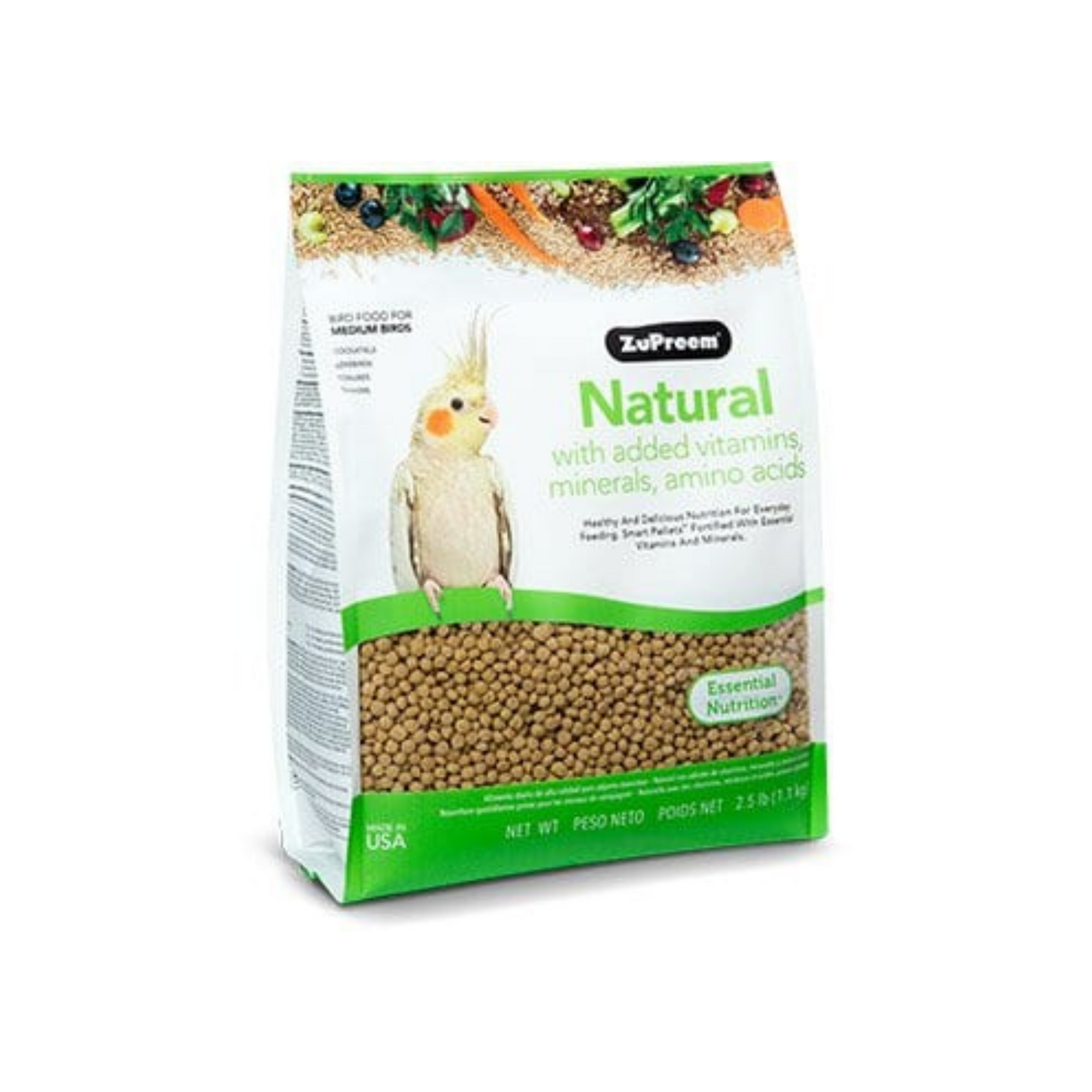 ZuPreem Natural Blend Bird Food for Cockatiel -  20 Pound- DS