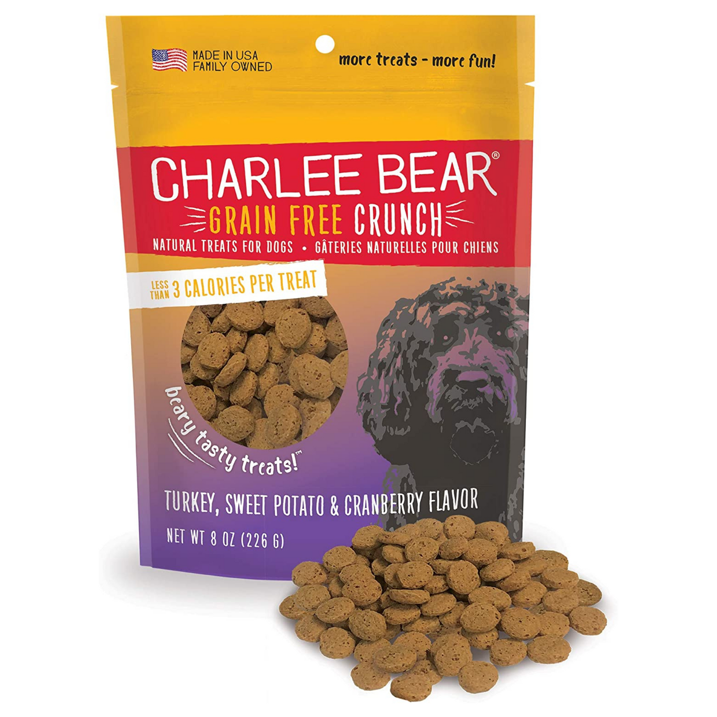 Charlee Bear Crunch Turkey, Sweet Potato & Cranberry Dog Treat (6 Pack)-8 oz