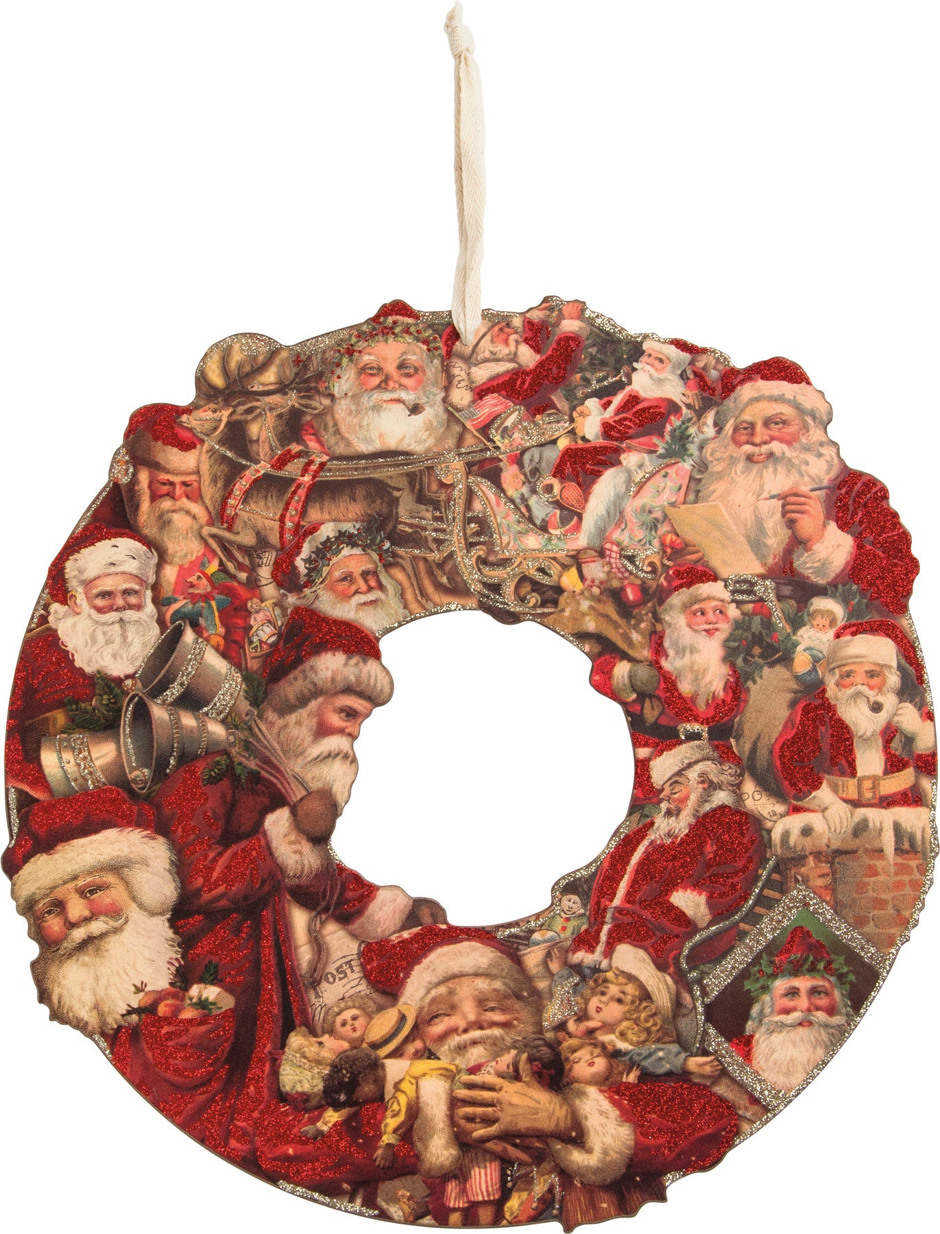 Primitives by Kathy Santa Postcard Wreath