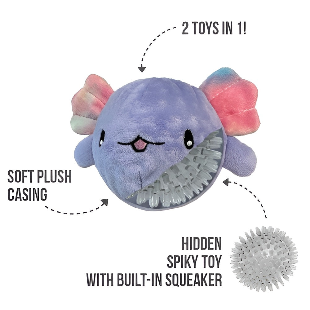 fouFIT Fuzzy Wuzzy Axolotl Spikers 2-in-1 Spiker Ball Toy - Purple (Large)