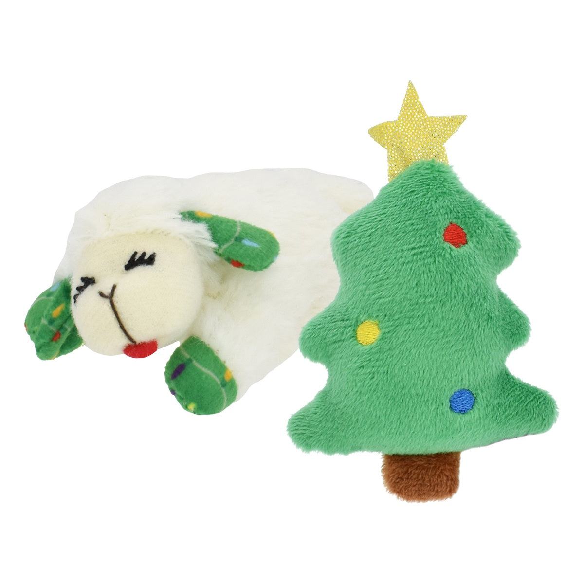 Multipet Lamb Chop Christmas tree Holiday Cat Toy - 2Pk