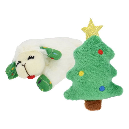 Multipet Lamb Chop Christmas tree Holiday Cat Toy - 2Pk