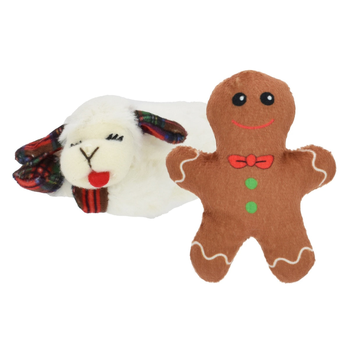 Multipet Lamb Chop Gingerbread & Sheep Holiday Cat Toy-2PK