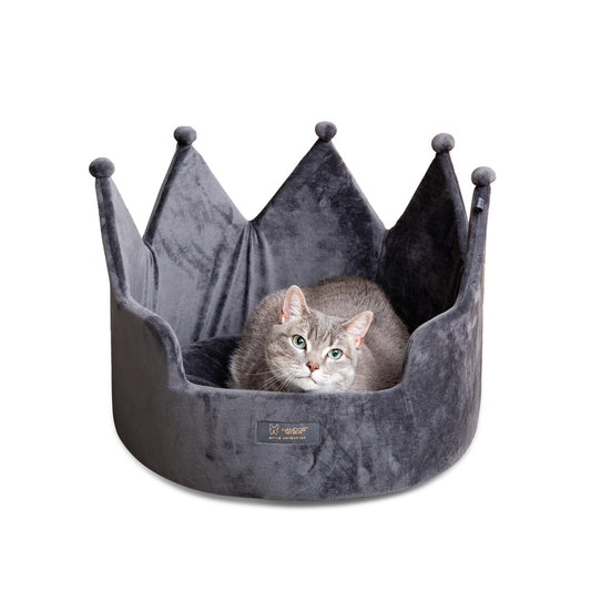 Nandog Pet Gear Prive Crown Bed Micro Plush Dark Gray - Large 18 In