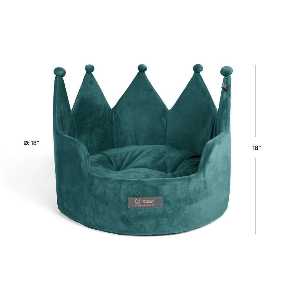 Nandog Pet Gear Prive Crown Bed Micro Plush Green - Large 18 In