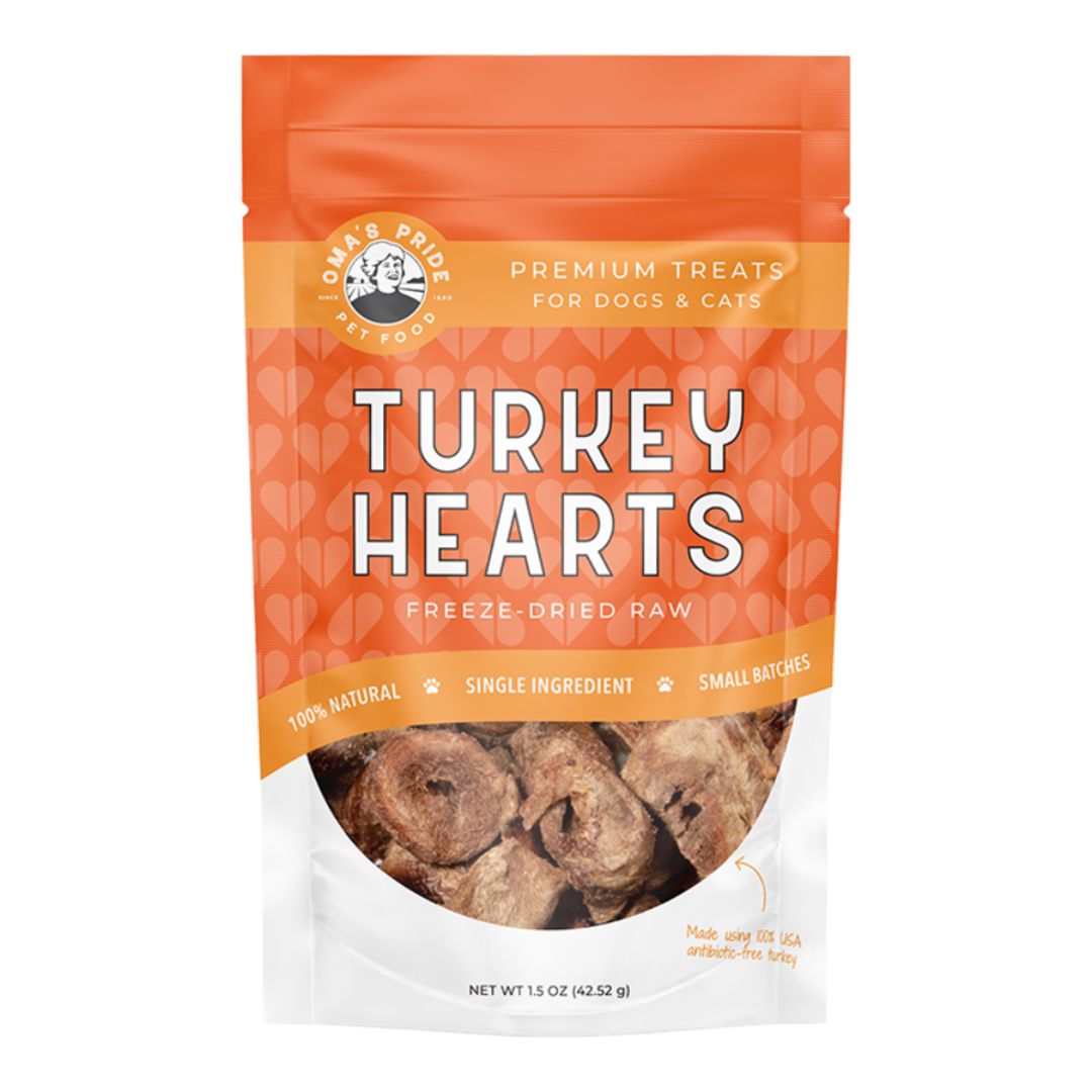 Oma’S Pride Dogs & Cats Freeze-Dried Turkey Hearts Sliced 1.5Oz