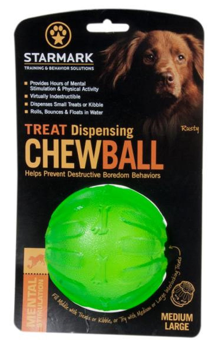 StarMark Treat Dispensing Chew Ball Dog Toy - Medium