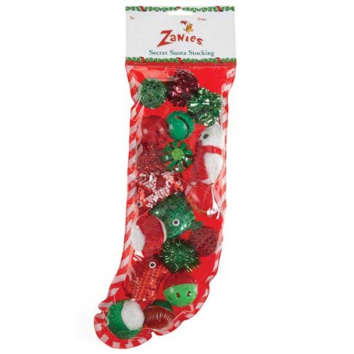 Zanies Secret Santa Stockings with 18 Cat Toys