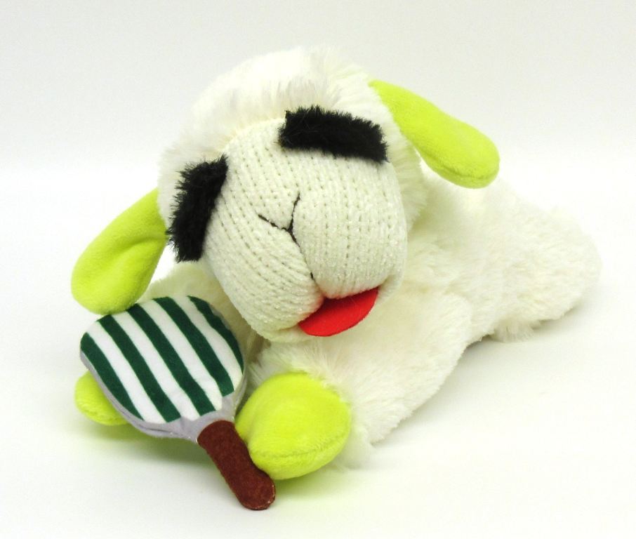 Multipet Lamb Chop Pickleball Plush Dog Toy -10.5"