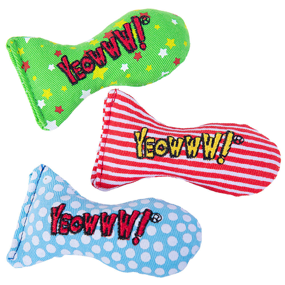 Yeowww! Holiday Stinkies Trio Catnip Fish Toys for Cats, 3-Pack
