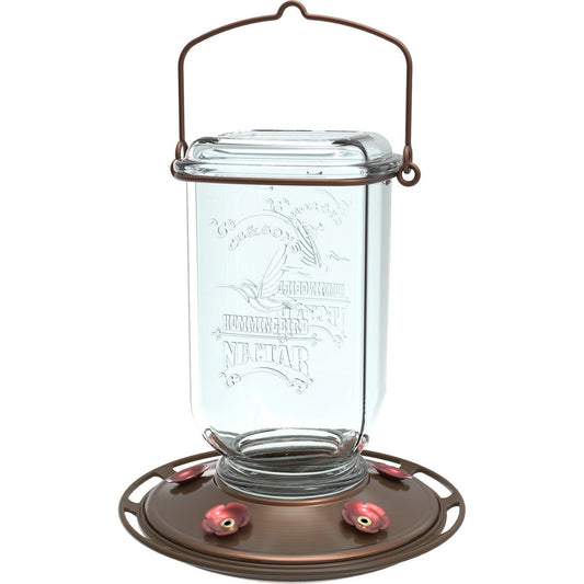 More Birds Clear Mason Jar Glass Hummingbird Feeder - 25 Ounces